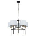 A4090LM-5BK Подвесная люстра с черно-бронзовым основанием и тканевыми белыми плафонами, 5 ламп Е27 Arte Lamp JAMIE