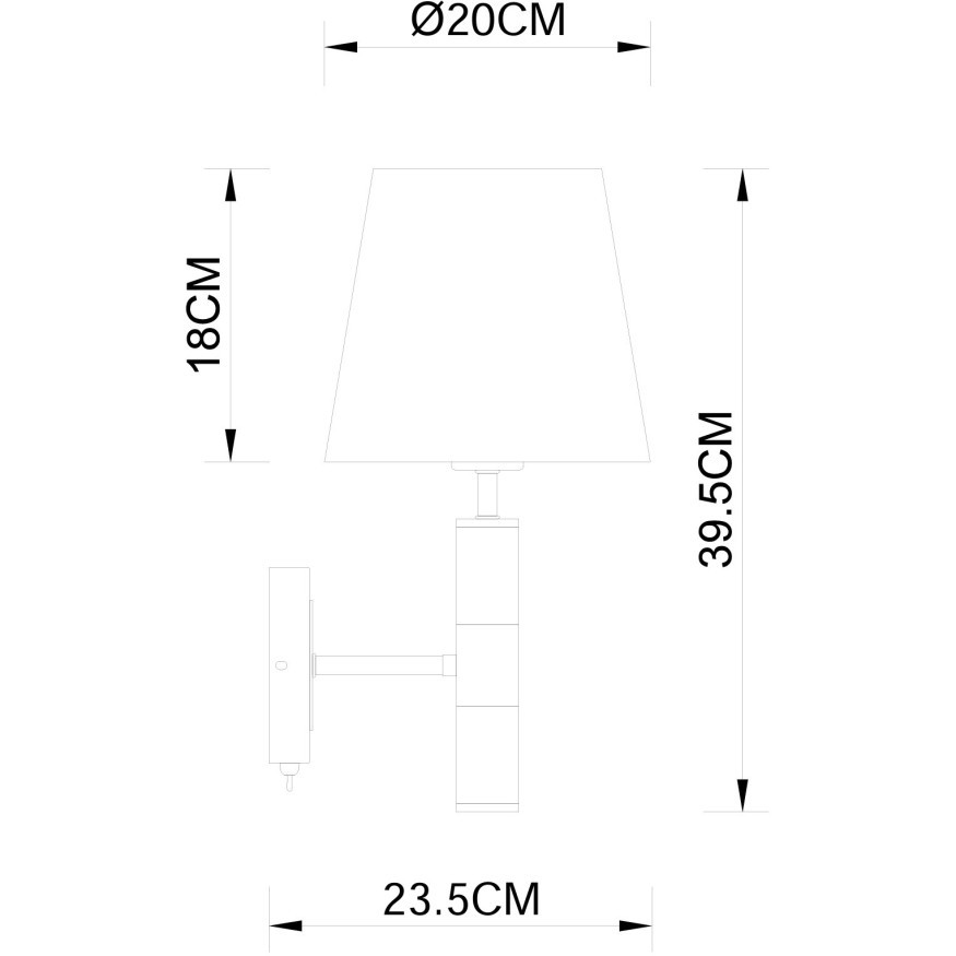 A5066AP-1BK Бра с черно-бронзовым основанием и белым тканевым плафоном под лампу Е27 Arte Lamp ROBERT