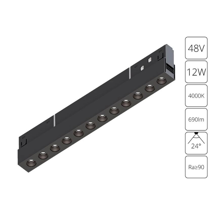 A5724PL-1BK Трековый магнитный светодиодный светильник Arte Lamp Expert CRI90+ 4000К 690Лм 24° 12