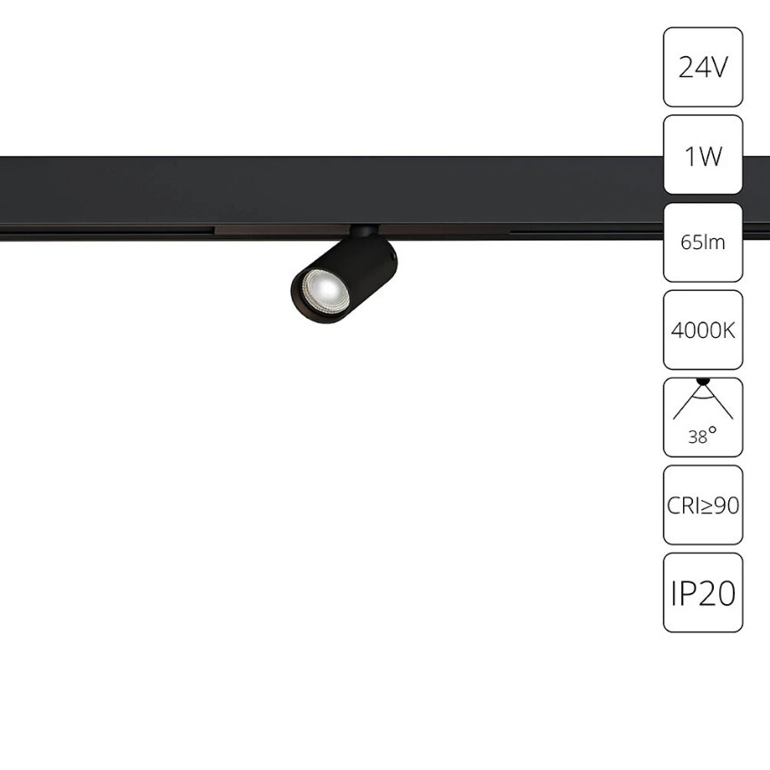 A6226PL-1BK Ультракомпактный трековый магнитный светодиодный светильник Arte Lamp Presto CRI90+ 4000К 65Лм 38° 1Вт