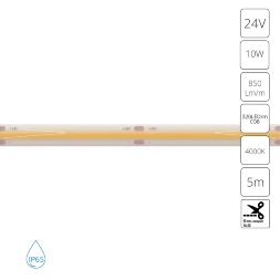 A2432008-05-4K Светодиодная лента 24В 10Вт/м 850Лм/м 4000К 90+ 8мм COB 320шт/м 5м IP65
