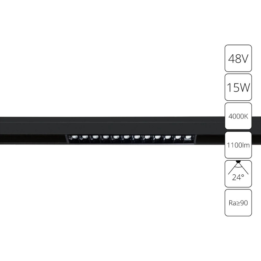 A4634PL-1BK Трековый магнитный светодиодный светильник Arte Lamp Linea 2.0 CRI90+ 4000К 1100Лм 24° 15Вт