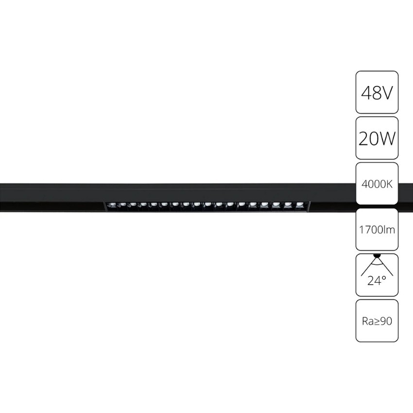 A4635PL-1BK Трековый магнитный светодиодный светильник Arte Lamp Linea 2.0 CRI90+ 4000К 1700Лм 24° 20Вт
