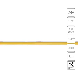 A2432005-02-4K Светодиодная лента 24В 10Вт/м 850Лм/м 4000К 90+ 5мм COB 320шт/м 5м IP20
