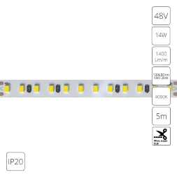 A4812010-06-4K Светодиодная лента 48В 14Вт/м 1400Лм/м 4000К 90+ 10мм SMD2835 120шт/м 5м IP20