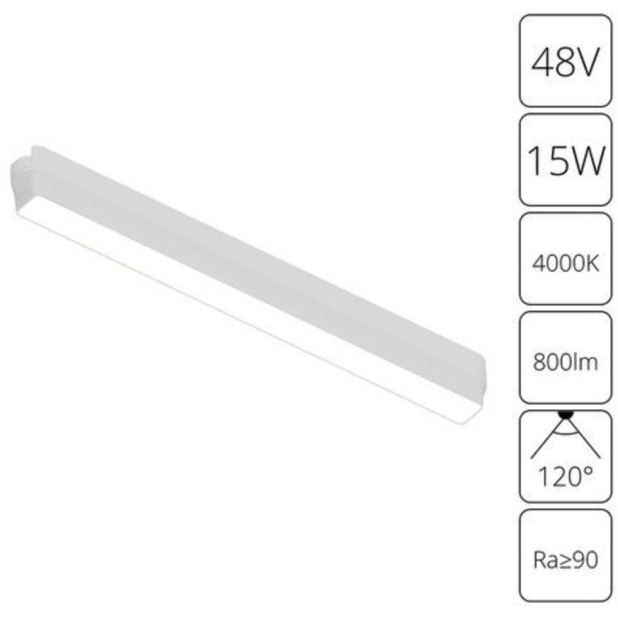 A6168PL-1WH Трековый магнитный светодиодный светильник Arte Lamp Rapid 48V CRI90+ 4000К 800Лм 120° 15Вт