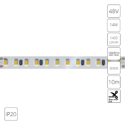 A4812010-07-3K Светодиодная лента 48В 14Вт/м 1400Лм/м 3000К 90+ 10мм SMD2835 120шт/м 10м IP20