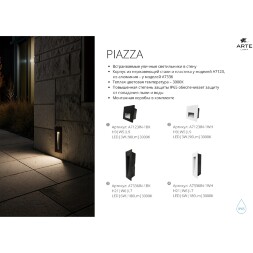 A7336IN-1WH ARTE LAMP PIAZZA Уличный встраиваемый светильник в стены для подсветки лестниц и дорожек