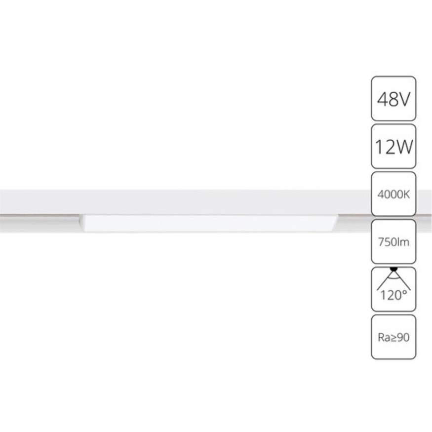 Магнитный трековый светодиодный светильник 12Вт 750лм RA90 4000К Arte Lamp LINEA A4632PL-1WH