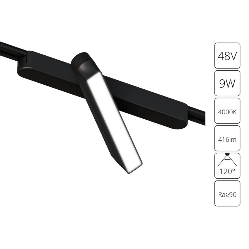 A6160PL-1BK Трековый магнитный светодиодный светильник Arte Lamp Rapid 48V CRI90+ 4000К 416Лм 120° 9Вт