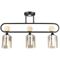 Arte Lamp Glamore A5076PL-3BK Потолочный современный вытянутый светильник длиной 62 см, черный металл, плафоны 3шт, янтарное стекло, лампы E27 3шт до 60Вт IP20 220В