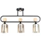 Arte Lamp Glamore A5076PL-3BK Потолочный современный вытянутый светильник длиной 62 см, черный металл, плафоны 3шт, янтарное стекло, лампы E27 3шт до 60Вт IP20 220В