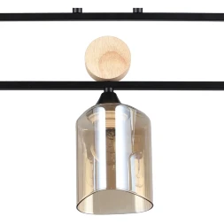 Arte Lamp Glamore A5076PL-3BK Потолочный современный вытянутый светильник длиной 62 см, черный металл, плафоны 3шт, янтарное стекло, лампы E27 3шт до 60Вт IP20 220В