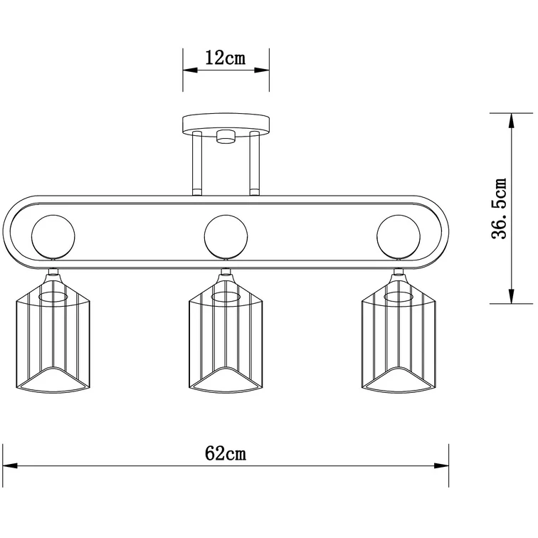 Arte Lamp Glamore A5076PL-3BK Потолочный современный вытянутый светильник длиной 62 см, черный металл, плафоны 3шт, янтарное стекло, лампы E27 3шт до 60Вт IP20 220В