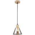 Arte Lamp Lancaster A5891SP-1BK Подвесной современный светильник с янтарным плафоном из стекла диаметром 15 см, основание из натурального светлого дерева, высота провода 100 см, лампа E27 1шт до 60Вт IP20 220В