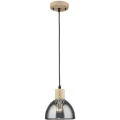 Arte Lamp Lancaster A5869SP-1BK Подвесной современный светильник с дымчатым плафоном из стекла диаметром 15 см, основание из натурального светлого дерева, высота провода 100 см, лампа E27 1шт до 60Вт IP20 220В