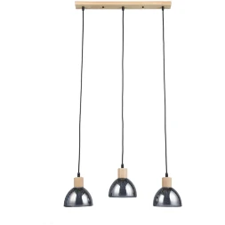 Arte Lamp Lancaster A5869SP-3BK Тройной подвесной современный светильник с дымчатым плафоном из стекла диаметром 15 см, основание из натурального светлого дерева, высота провода 100 см, лампы E27 3шт до 60Вт IP20 220В