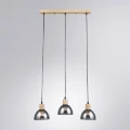 Arte Lamp Lancaster A5869SP-3BK Тройной подвесной современный светильник с дымчатым плафоном из стекла диаметром 15 см, основание из натурального светлого дерева, высота провода 100 см, лампы E27 3шт до 60Вт IP20 220В