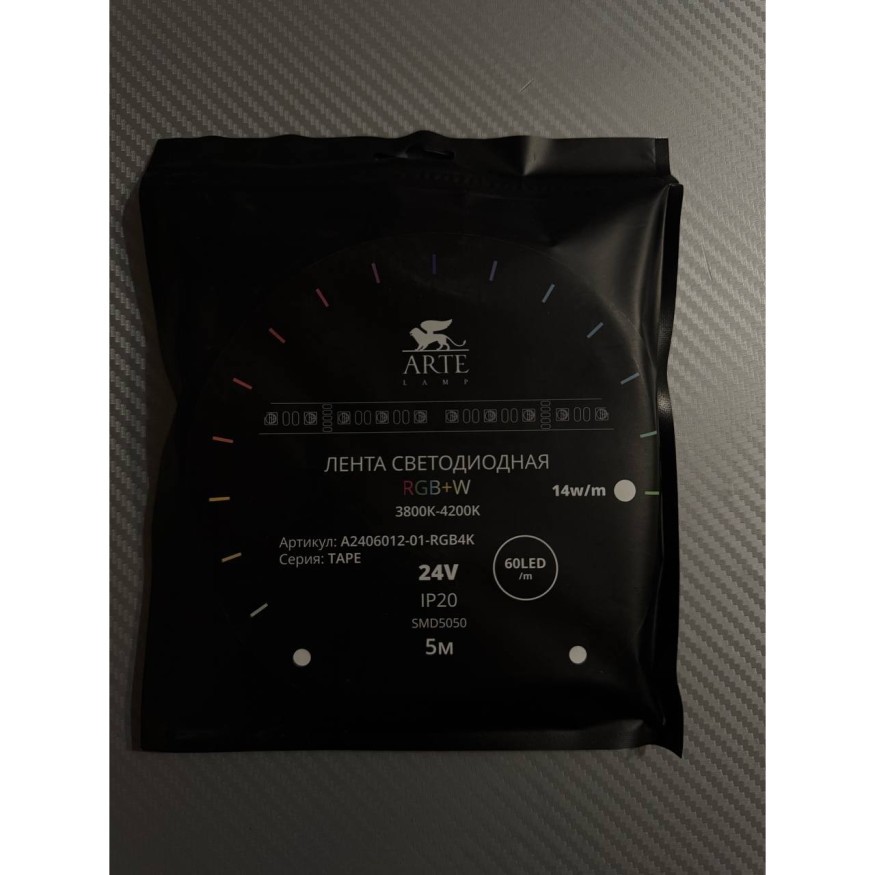 A2406012-01-RGB4K Светодиодная лента 24В 14,4Вт/м RGB+4000К CRI 90+ 10мм SMD5050 60шт/м 5м IP20