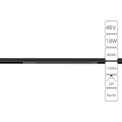 A7267PL-1BK Трековый магнитный светодиодный светильник Arte Lamp Optima CRI90+ 4000К 1250Лм 24° 18Вт