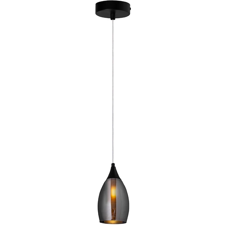 Arte Lamp Barry A7951SP-1BK Подвесной современный светильник с плафоном диаметром 12 см, черный металл, дымчатое стекло, лампа E14 1шт до 40Вт IP20 220В