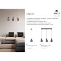 Arte Lamp Barry A7951SP-1BK Подвесной современный светильник с плафоном диаметром 12 см, черный металл, дымчатое стекло, лампа E14 1шт до 40Вт IP20 220В