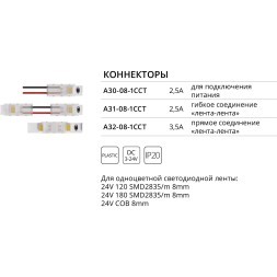 Коннектор (5 шт) токопроводящий для 8мм светодиодной ленты Arte Lamp STRIP-ACCESSORIES A31-08-1CCT