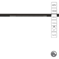 Arte Lamp Optima A7497PL-1BK Черный магнитный линейный светодиодный светильник с глазковыми диодами, с возможностью диммирования по протоколу 0/1-10V, LED 18Вт 1300Лм 3000К CRI90 24° IP20 48В