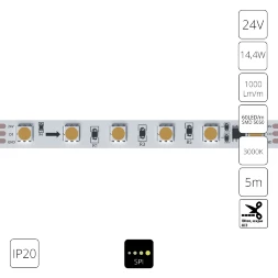 A2406010-03-3K Светодиодная лента SPI 24В 14,4Вт/м 3000К 90+ 10мм SMD5050 60шт/м 5м IP20