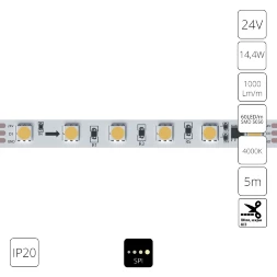 A2406010-04-4K Светодиодная лента SPI 24В 14,4Вт/м 4000К 90+ 10мм SMD5050 60шт/м 5м IP20
