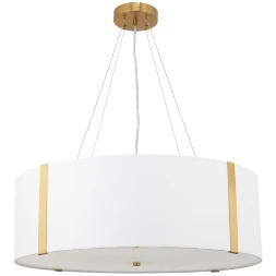 Arte Lamp Dream A4110SP-6PB Подвесная современная люстра с абажуром диаметром 65 см, плафон белый текстиль, медный металл, лампы E14 6шт до 40Вт IP20 220В, макс. высота 100см