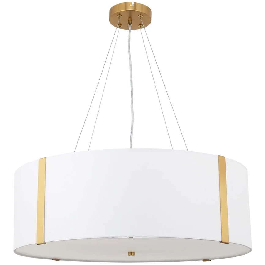 Arte Lamp Dream A4110SP-6PB Подвесная современная люстра с абажуром диаметром 65 см, плафон белый текстиль, медный металл, лампы E14 6шт до 40Вт IP20 220В, макс. высота 100см