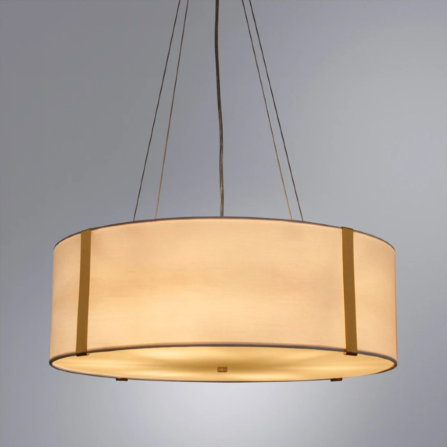 Arte Lamp Dream A4110SP-6PB Подвесная современная люстра с абажуром диаметром 65 см, плафон белый текстиль, медный металл, лампы E14 6шт до 40Вт IP20 220В, макс. высота 100см