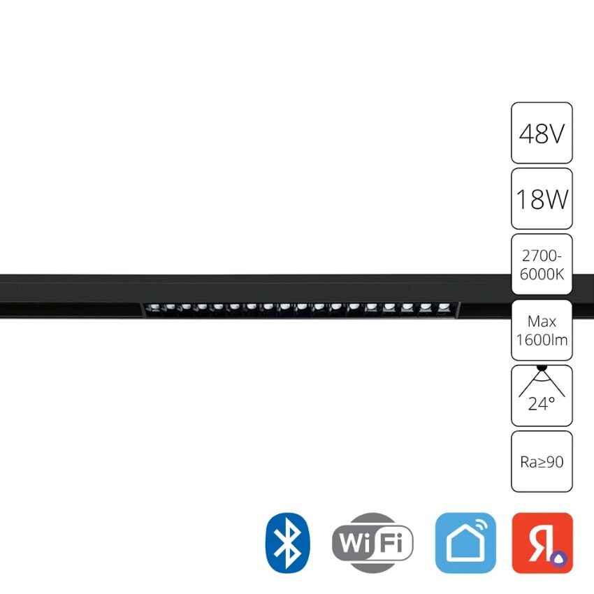 A4695PL-1BK Трековый магнитный SMART (TUYA, Алиса, Bluetooth, Wi-Fi) светодиодный светильник Arte Lamp Linea 2.0 CRI90+ 2700-6000К 1600Лм 24° 18Вт