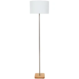 Arte Lamp CHARLIE A5071PN-1SS Напольный светильник, торшер с плафоном из искусственной шерсти и основанием из натурального дерева, диаметр плафона 35см, общая высота 150см, лампа Е27 1шт макс 40Вт 220В, выкл. на проводе в розетку