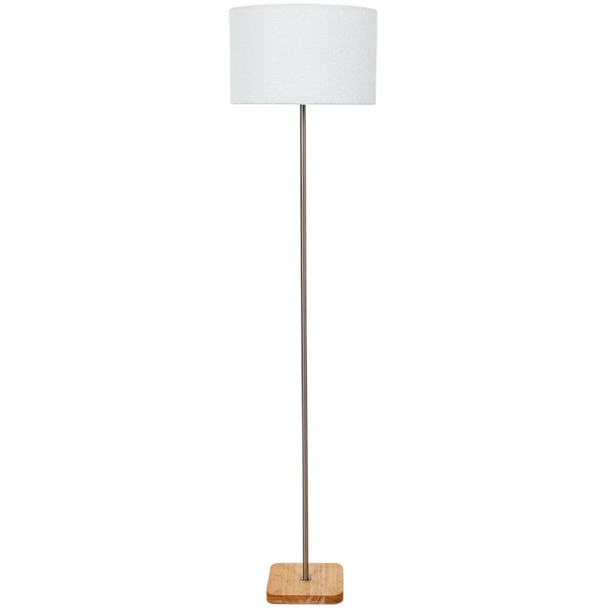 Arte Lamp CHARLIE A5071PN-1SS Напольный светильник, торшер с плафоном из искусственной шерсти и основанием из натурального дерева, диаметр плафона 35см, общая высота 150см, лампа Е27 1шт макс 40Вт 220В, выкл. на проводе в розетку