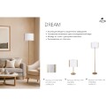Arte Lamp Dream A4110PN-1PB Напольный светильник, торшер классического стиля с абажуром диаметром 40 см и высотой 158см, плафон белый текстиль, медный металл, лампа E27 1шт до 60Вт IP20 220В, выключатель на проводе в розетку