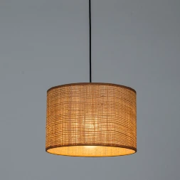 Arte Lamp STRAW A7090SP-1BK Подвесной современный светильник в эко стиле, с плафоном диаметром 30 см из натуральной плетеной соломы, основание черный металл, макс. высота 105 см, лампа E27 1шт до 40Вт IP20 220В