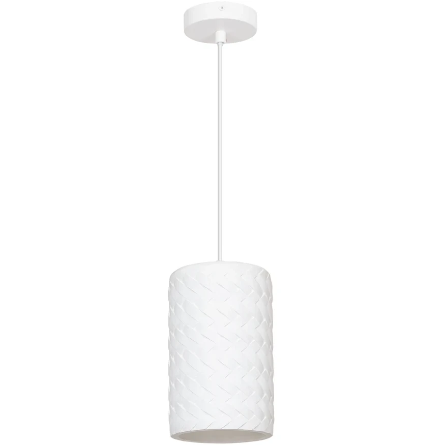 Arte Lamp Corsetto A7096SP-1WH Подвесной современный светильник, плафон из белого гипса с имитацией плетения диаметром 14 см, основание белый металл, провод 100 см, лампа E27 1шт до 40Вт IP20 220В