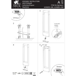 A2466PA-1BK Arte Lamp TRAPEZIO Ландшафтный уличный светильник (столб) плоский