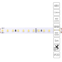 A4812010-02-4K Светодиодная лента 48В 7.2Вт/м 800Лм/м 4000К CRI 90+ 10мм SMD2835 120шт/м 5м IP20