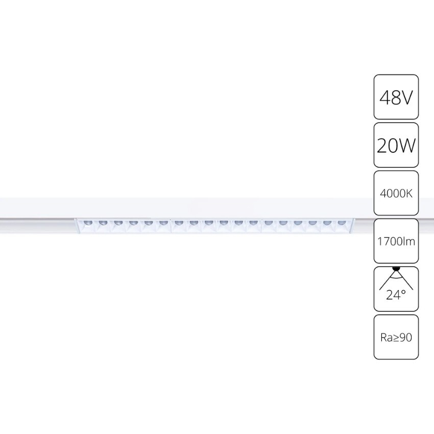 A4635PL-1WH Трековый магнитный светодиодный светильник Arte Lamp Linea 2.0 CRI90+ 4000К 1700Лм 24° 20Вт