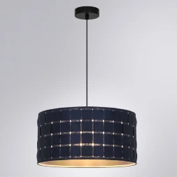 Arte Lamp Fleece A7097SP-1BK Подвесной современный светильник с плафоном 38 см, черно-синий фетровый абажур-цилиндр, черный металл, высота провода 100 см, лампа E27 1шт до 40Вт IP20 220В