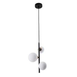 Подвесной светильник с 3 стеклянными плафонами под лампы G9 и черным основанием Arte Lamp GEMINI A2243SP-3BK