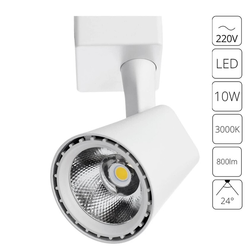 Однофазный двужильный светодиодный трековый светильник Arte Lamp A1811PL-1WH AMICO 3000К 800Лм CRI85+ 24° 10Вт