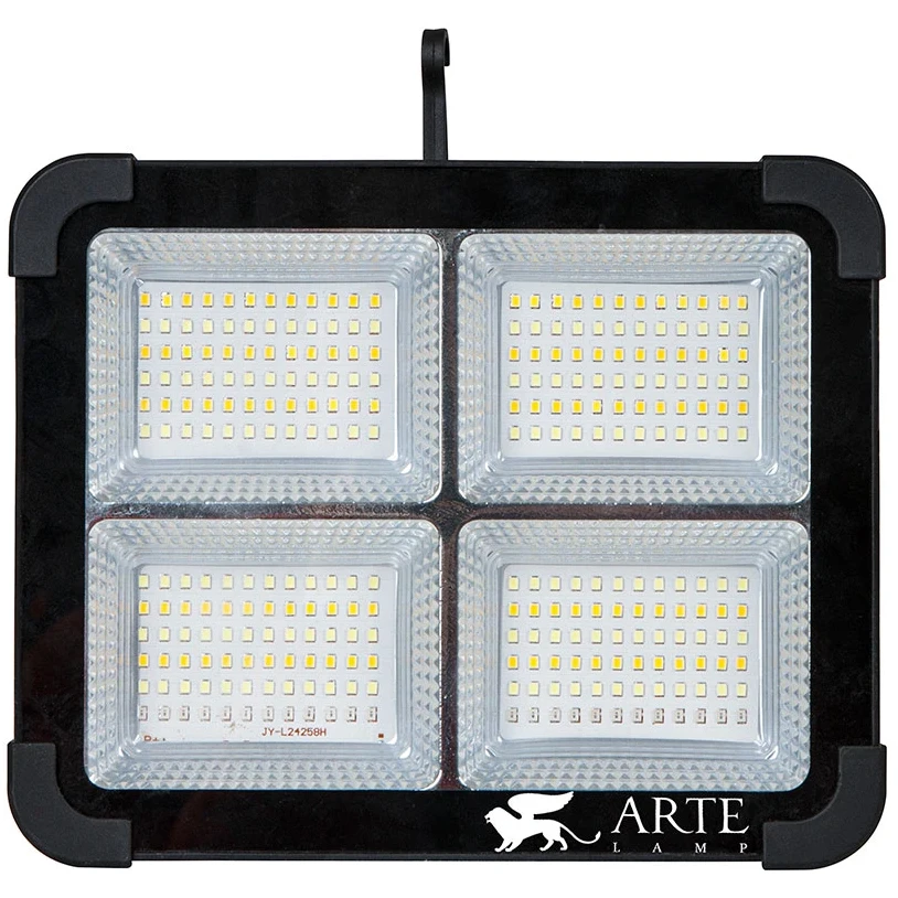 Arte Lamp AVIOR A8100AL-1BK Походный переносной аккумуляторный (4800 мА/ч) уличный прожектор, зарядка от солнца или USB TYPE-C, функция пауер-банка, магнитное, подвесное или накладное крепление, время работы 4-8 часов, LED 10Вт CRI70 550лм 3000/4500/8500K