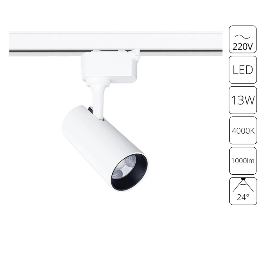 Однофазный двужильный светодиодный трековый светильник Arte Lamp A4568PL-1WH REGULUS 4000К 1000Лм CRI85+ 24° 13Вт