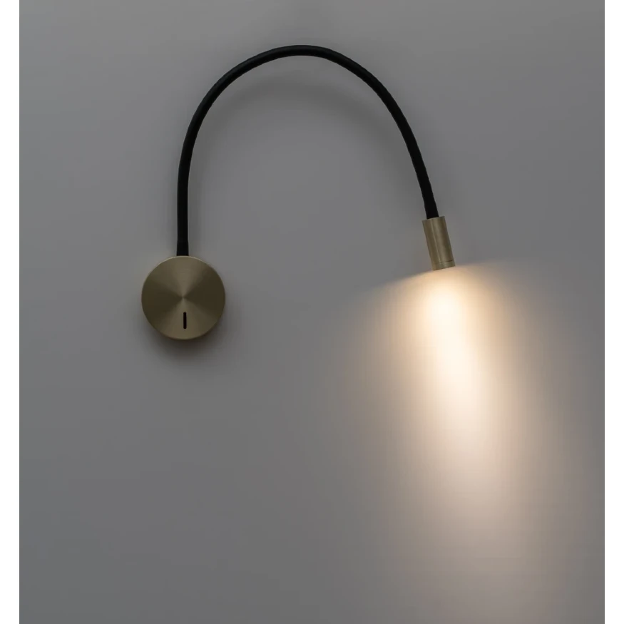 Arte Lamp Asta A5879AP-1SG Настенный современный, черно-золотой, минималистичный светодиодный светильник-бра с гибкой резиновой ножкой и выключателем на основании, LED 5Вт 3000K 300Лм CRI90 24° IP20 220В