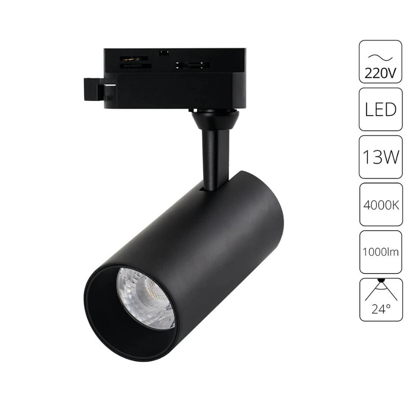 Однофазный двужильный светодиодный трековый светильник Arte Lamp A4568PL-1BK REGULUS 4000К 1000Лм CRI85+ 24° 13Вт