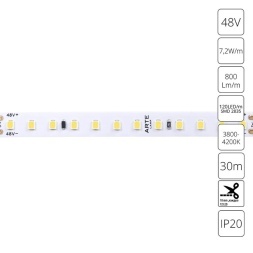 A4812010-04-4K Светодиодная лента 48В 7.2Вт/м 800Лм/м 4000К CRI 90+ 10мм SMD2835 120шт/м 30м IP20